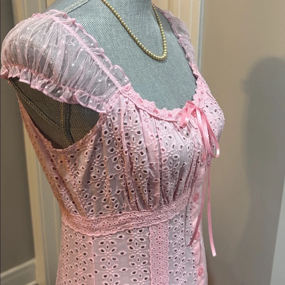 dELiA*s by Dolls Kill Junebug Feels Eyelet Maxi Dress in pink size xs